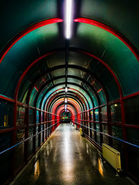 Empty footbridge in tunnel