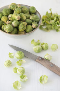 High angle view of chopped vegetables on table