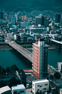 High angle view of bridge over river