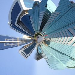 Low angle view of modern building against sky