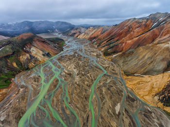 Scenic view of landscape and mountains against sky