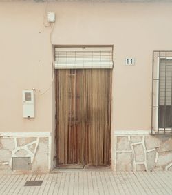 Closed door of house