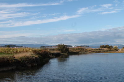 Scenic view of lake against sky