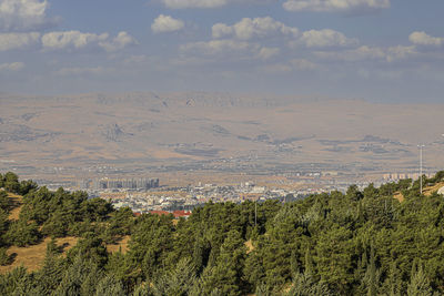 High angle view of townscape against sky