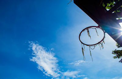 Low angle view of basketball hoop against sky