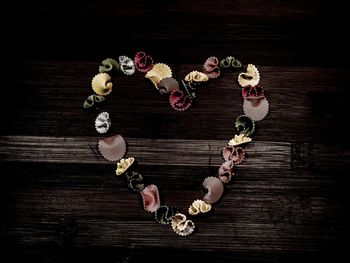 Directly above shot of people on wooden table