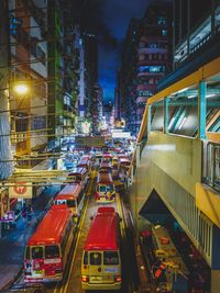 Traffic on city street at night