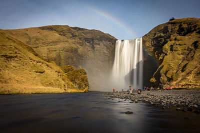 Scenic view of skogafoss waterfall 