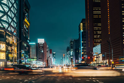 View of city street at night