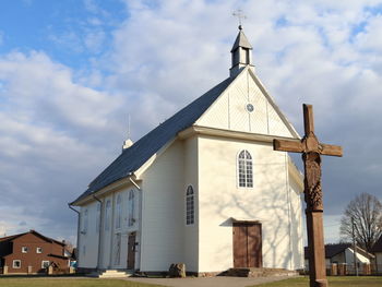 Low angle view of traditional building against sky