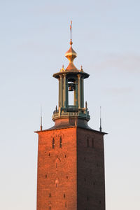 Stockholm bell tower by sunrise