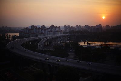 High angle view of traffic on road at night