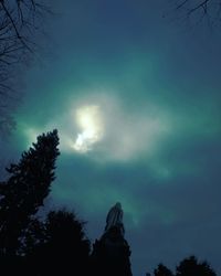 Low angle view of silhouette trees against sky
