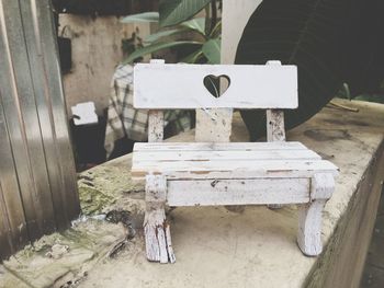 Close-up of abandoned table