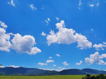 Scenic view of landscape against blue sky