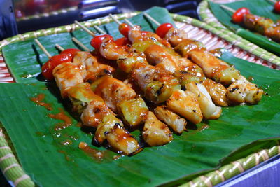 High angle view of seafood on plate