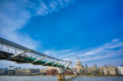 Bridge over buildings in city