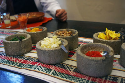 Man preparing food on table