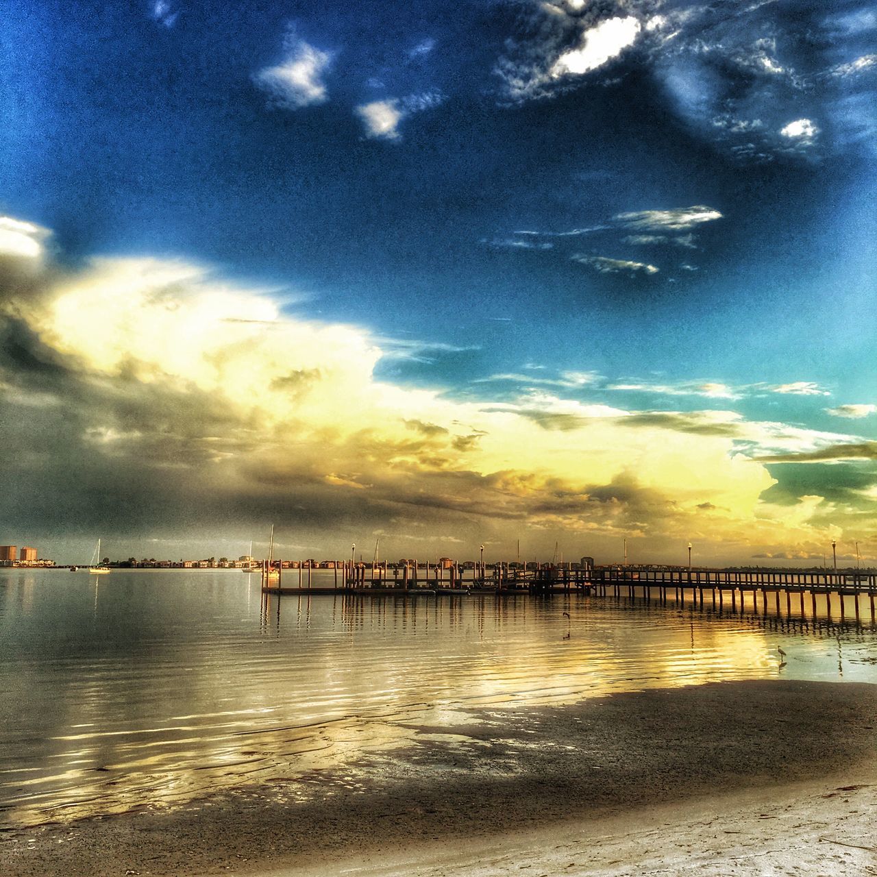 VIEW OF PIER ON SEA