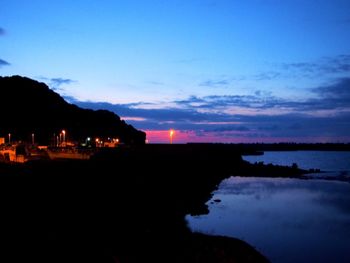 Scenic view of calm lake at sunset