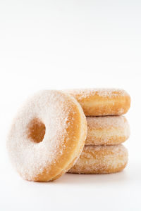 Close-up of bread on white background