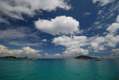 Scenic view of sea against cloudy sky