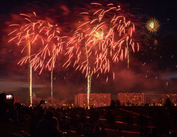 Firework display at night