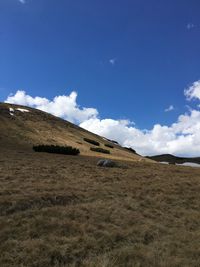 Scenic view of landscape against blue sky