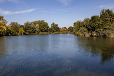 Scenic view of lake against sky