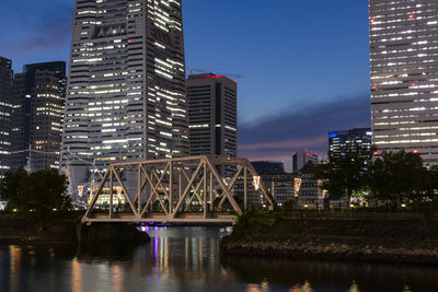 Small pedestrian bridge connecting artificial island in japan.