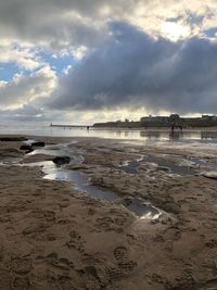 Scenic view of beach against sky