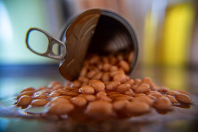 Close-up of coffee beans on table