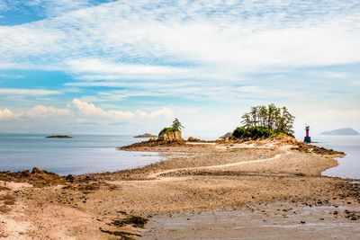 Scenic view of beach against sky