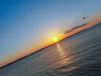 Scenic view of sea against sky at sunset