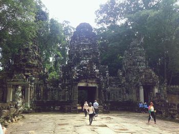 People walking in temple
