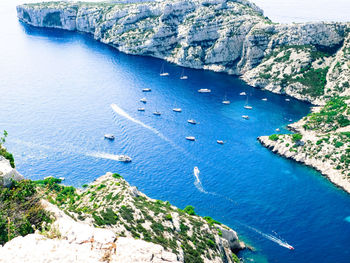 High angle view of bay