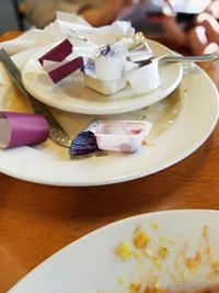 Close-up of dessert in plate on table
