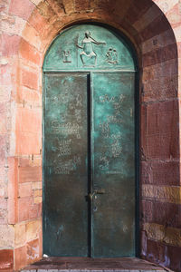 Closed door of old building