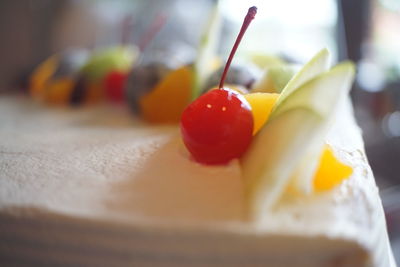 Close-up of strawberry on table