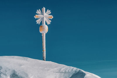 The summit cross on the zugspitze east summit, bavaria germany.
