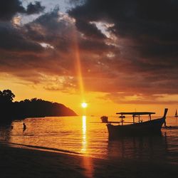 Scenic view of sunset over sea