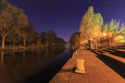 Scenic view of illuminated trees against sky at night