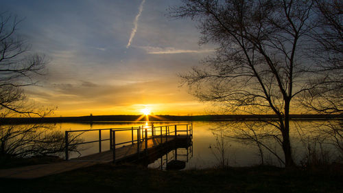 Scenic view of sunset over river