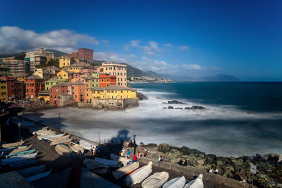 High angle view of buildings on beach