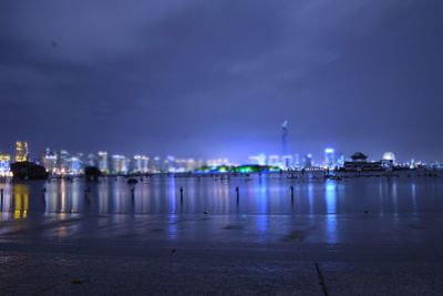 Illuminated boats at night