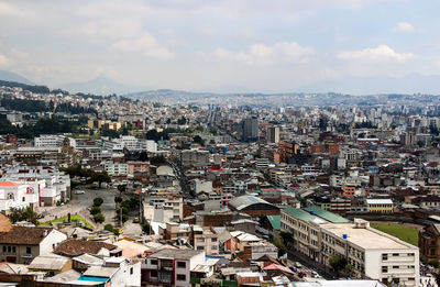 High angle view of townscape against sky