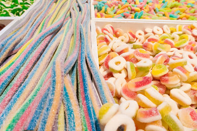 Close-up of multi colored candies for sale