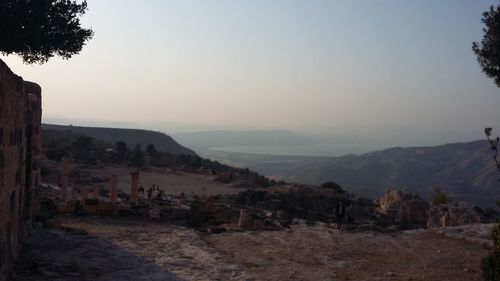 Scenic view of mountains against clear sky