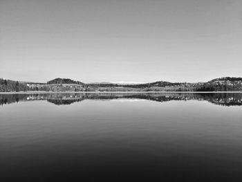 Scenic view of lake against clear sky