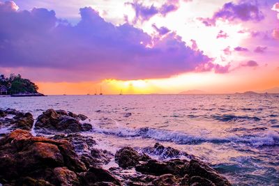 Scenic view of sea against sky during sunset